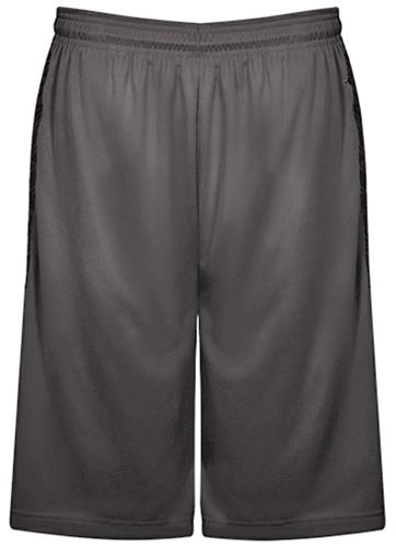 Mens 7" Line Embossed Panel Sports Shorts (With Pockets) (AS - Black)