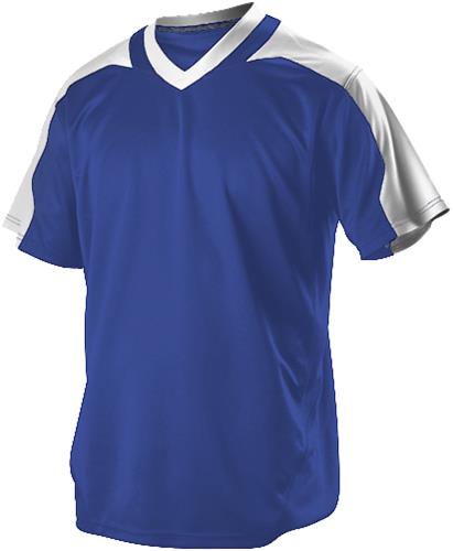 Youth V-Neck Baseball Jersey (Black,Grey,Navy,Royal,White). Decorated in seven days or less.