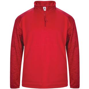 1/4-Zip Fleece PullOver, Adult (Red,Black,Royal,Graphite,Navy) Loose-Fit Tonal Blend