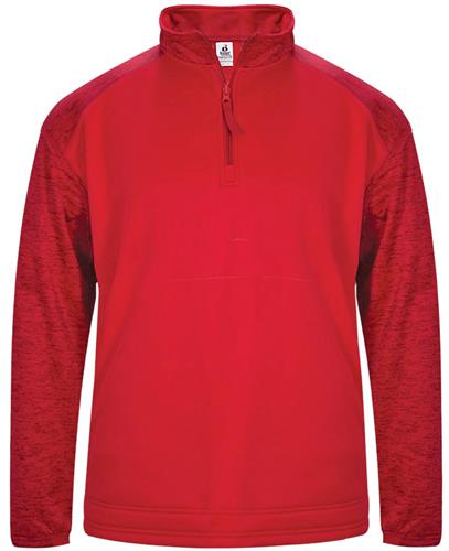 1/4-Zip Fleece PullOver, Adult (Red,Black,Royal,Graphite,Navy) Loose-Fit Tonal Blend