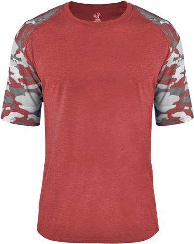 Badger Youth "Heather" Vintage Camo Sport T Shirt (Navy,Red,Royal). Printing is available for this item.