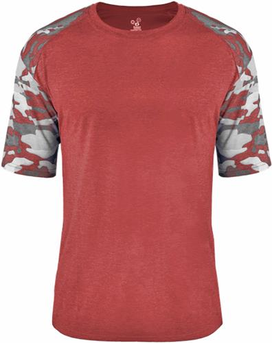 Badger Youth "Heather" Vintage Camo Sport T Shirt (YL - Red Heather). Printing is available for this item.