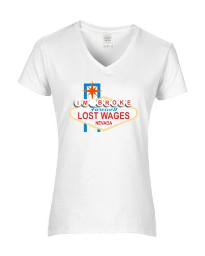 Epic Ladies ImBrokeVegas V-Neck Graphic T-Shirts. Free shipping.  Some exclusions apply.