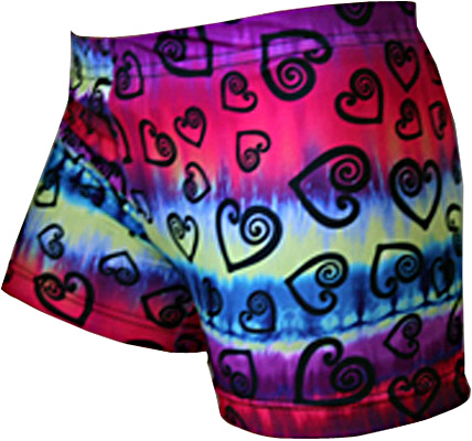 Gem Gear Tie Dye Compression Hearts Print Shorts