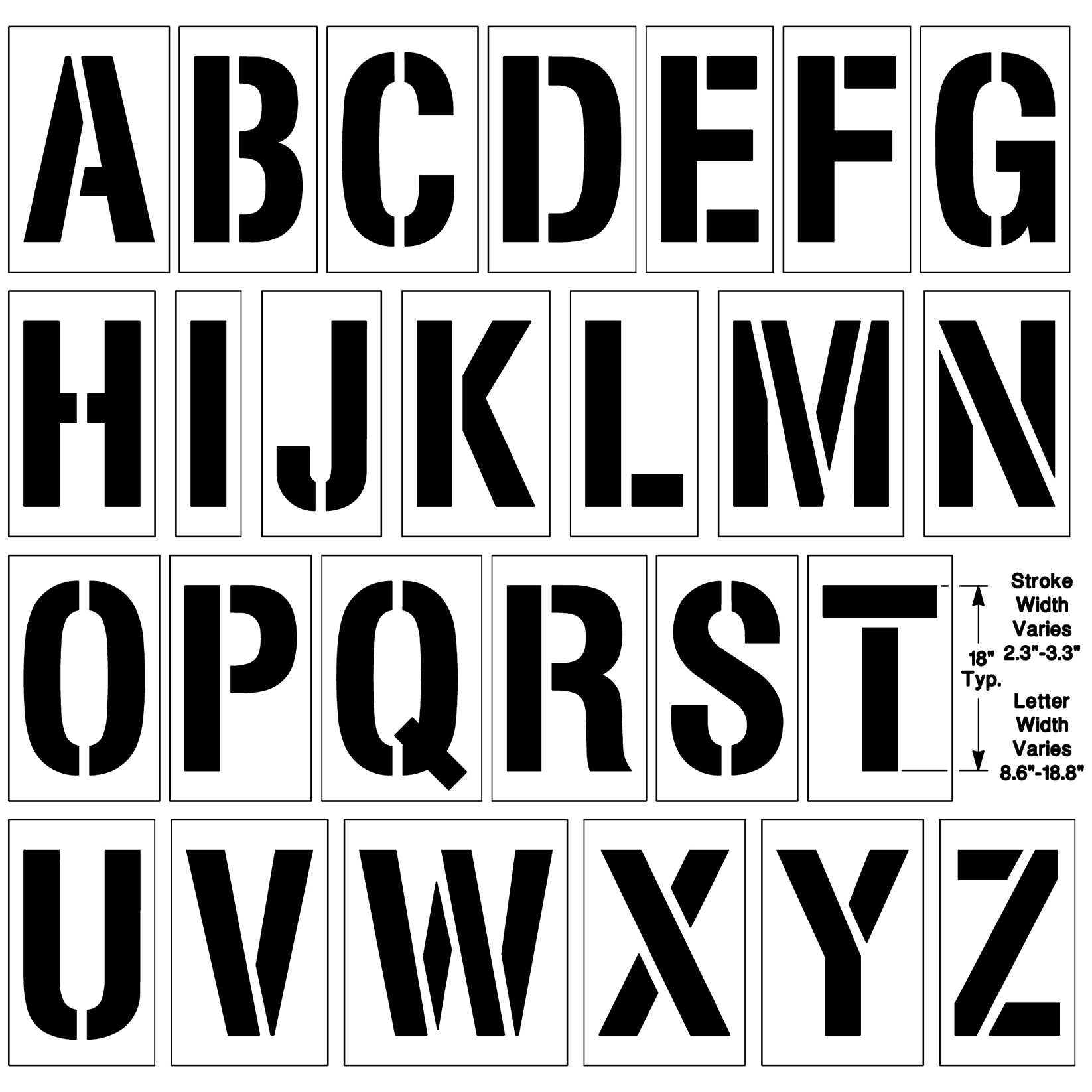 E205916 Newstripe Complete Alphabet Kit Stencils