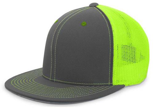 Pacific Headwear Adult 4D5 Trucker Pacflex Cap (Graphite, Pink, Black). Embroidery is available on this item.