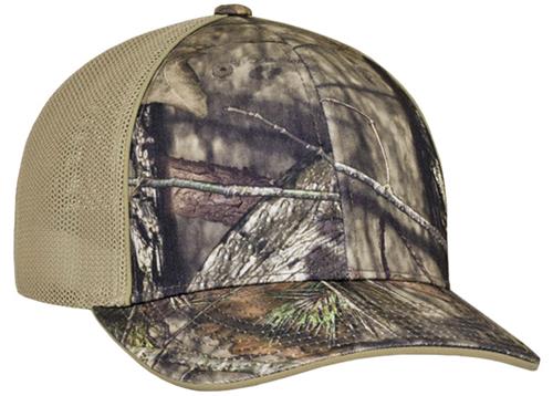 Pacific Headwear Adult Camo Flexfit Trucker Cap (SM-Med - Orange or White), (L-XL - White). Embroidery is available on this item.