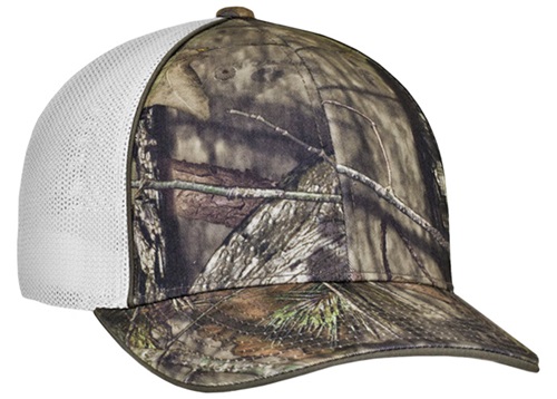 Pacific Headwear Adult Camo Flexfit Trucker Cap (SM-Med - Orange or White). Embroidery is available on this item.