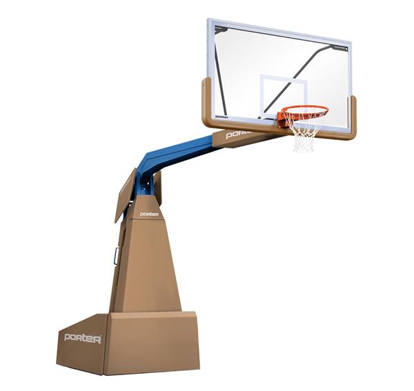 Porter 1835 Competition Motorized Portable Basketball Backstop Royal Frame Basketball