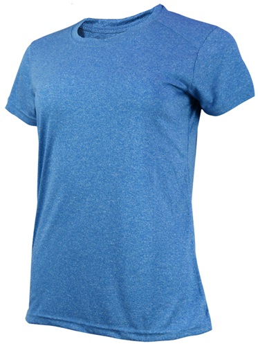 Womens Cool Performance Dry-Fit "HEATHER" Crew T Shirt (10-Heathers Available). Printing is available for this item.