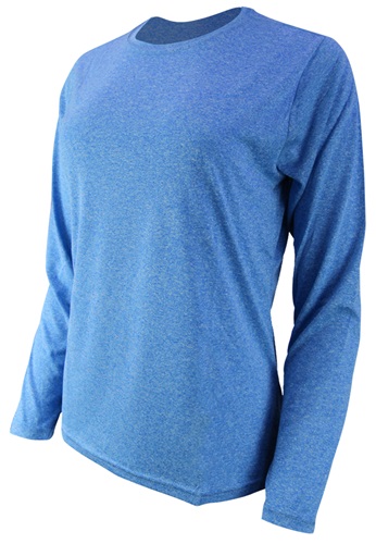 Women's Long-Sleeve Cooling Performance "HEATHER" Crew T Shirt (10-Heathers Available)