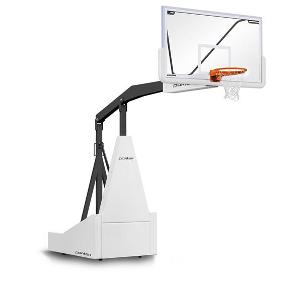 Porter 1135 Competition Portable Manual Backstop Basketball 8' Extension White Pad/Color Frame