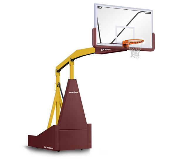 Porter 1135 Competition Portable Manual Backstop Basketball 8' Extension Maroon Pad/Color Frame
