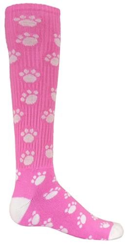 Red Lion Pink Paw Print Athletic Socks