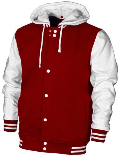 Letterman Varsity Jacket, "Striped Trim", Adult Youth. Decorated in seven days or less.