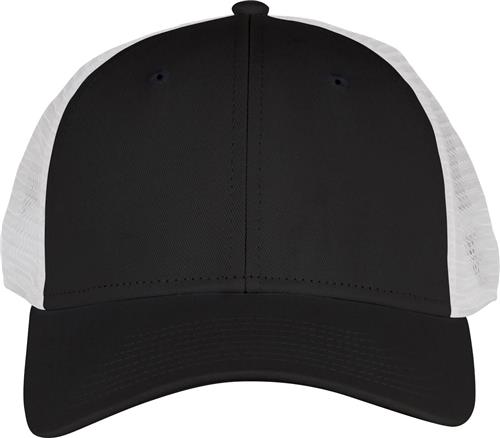 Ashen Fane 6 Panel Snapback Hat - Low Profile, Contrast Vertical Mesh Back, Black/White/Black, Adjustable Snap Closure - View #5