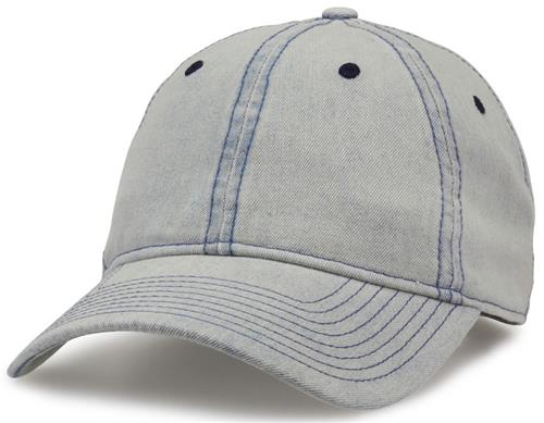 The Game Relaxed Unstructured Denim Slide Buckle Cap. Embroidery is available on this item.