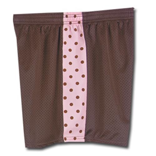 Fit 2 Win Daisy Polka Dot Brown Pink Mesh Shorts