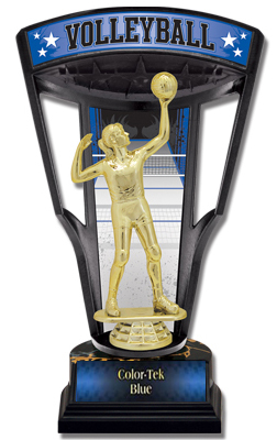 Hasty Awards 9.25" Stadium Back Volleyball Trophy. Personalization is available on this item.