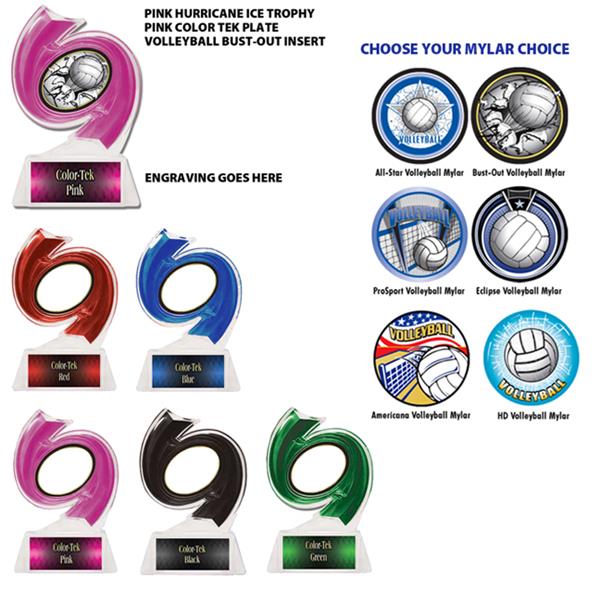 Hasty Awards Custom Volleyball Hurricane Ice 6" Trophy Volleyball