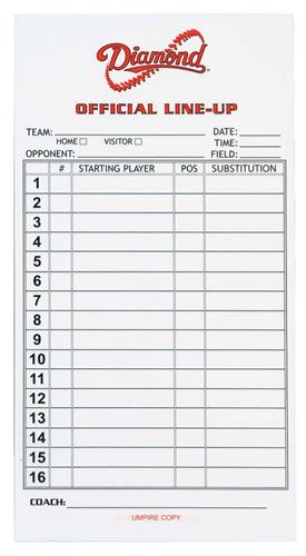 Diamond Lineup Cards (set of 25) - Baseball Equipment & Gear