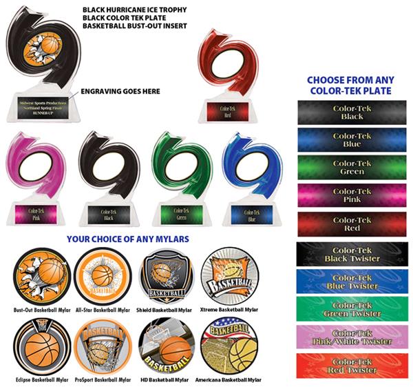 Hasty Awards Custom Basketball Hurricane Ice 6" Trophy Basketball