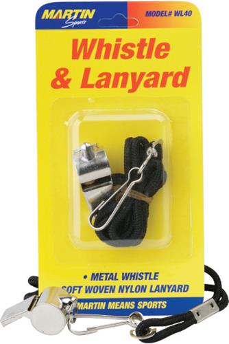 Martin Sports Small Metal Whistle & Lanyard