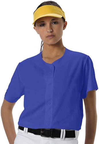 Womens Medium (NAVY) Faux-Front Short Sleeve Softball Jersey