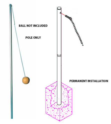 Mega-Duty Permanent Tetherball Pole Without Ball