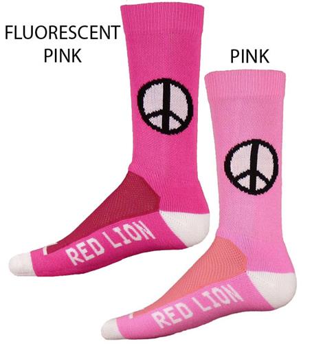 Red Lion Imagine Peace Sign Pink Crew Socks