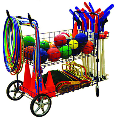Indoor Phys Ed Deluxe Open Top Combo Storage Cart CO - Soccer Equipment ...