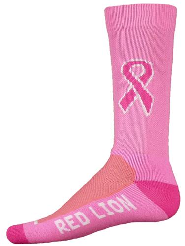 Red Lion Cancer Pink Ribbon Crew Socks (1-Pair)