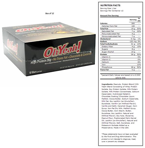 ISS Oh Yeah! Chocolate & Caramel Protein Bars Soccer Equipment and Gear