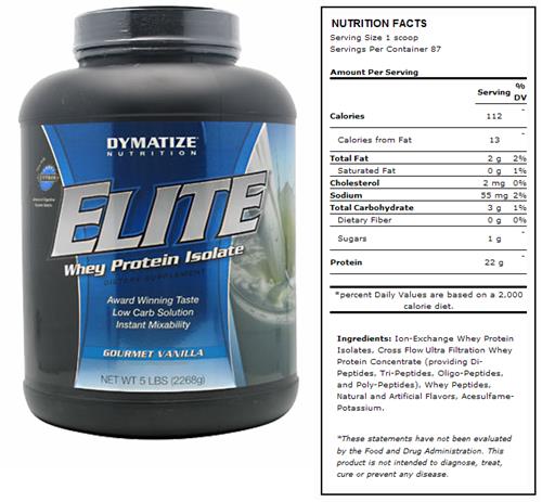 DYMATIZE Elite Vanilla Whey Protein - 5 lb