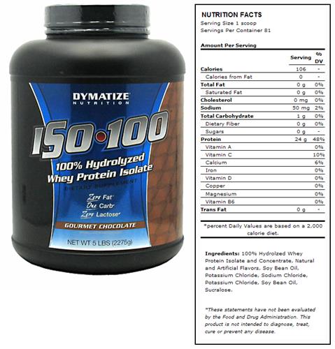 DYMATIZE ISO-100 Chocolate Whey Protein - 5 lbs