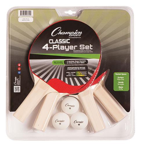 ABCO Table Tennis Set – 4 Premium Paddles & 6 Balls, 5-Ply Blade With Soft Sponge Rubber, For Pros & Fun Games