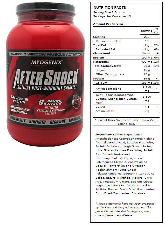 E22250 AfterShock Wild Berry PostWorkout Supplement