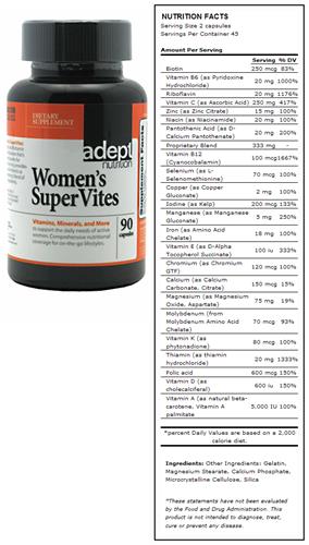 Women's Supervites Vitamin & Mineral Supplement