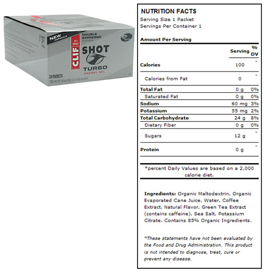 Clif Shot Turbo Energy Gel Double Expresso Soccer Equipment and Gear