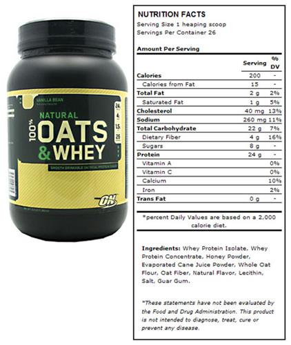 Optimum Nutrition Natural Vanillla Bean Oats/Whey