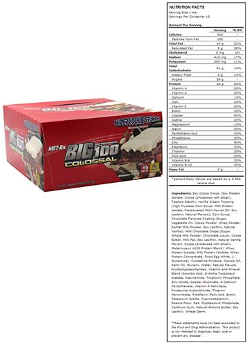 Met-Rx Big 100 Colossal Meal Replace Bar Cookie