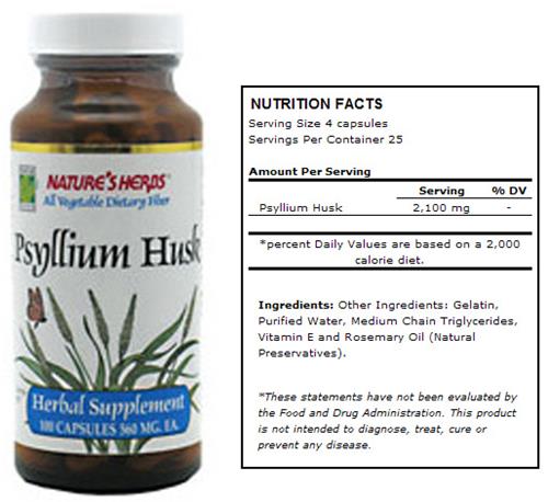 Nature's Herbs Psyllium Husk Dietary Fiber Supp.