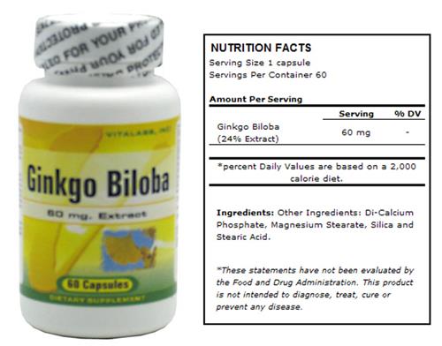 Vitalabs Ginkgo Biloba Herbal Supplement