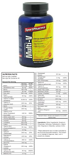 SportPharma Multi-V Vitamin & Minerals Supplement