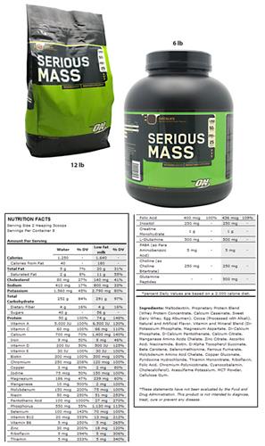 Serious Mass Chocolate 6lb or 12lb Gainer