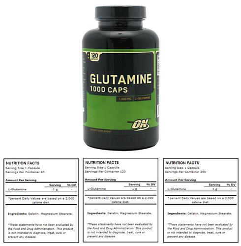 Optimum Nutrition Glutamine 1000 Capsules 3 Sizes