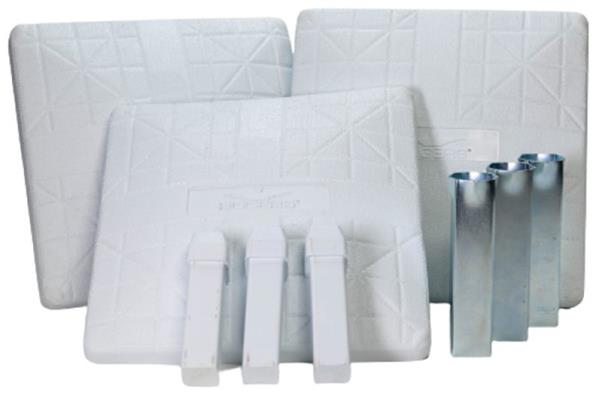 Baseball Ground Anchors 3-Pack - Silver Crimped Style For Baseball Bases