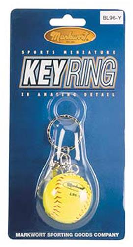 Mini Logo Yellow Baseball Keyring w/Blistercard BL96Y
