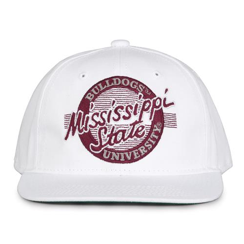 G220 The Game Mississippi State Bulldogs White Retro Circle Throwback Cap
