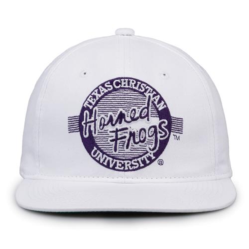 G220 The Game Texas Christian Horned Frogs White Retro Circle Throwback Cap